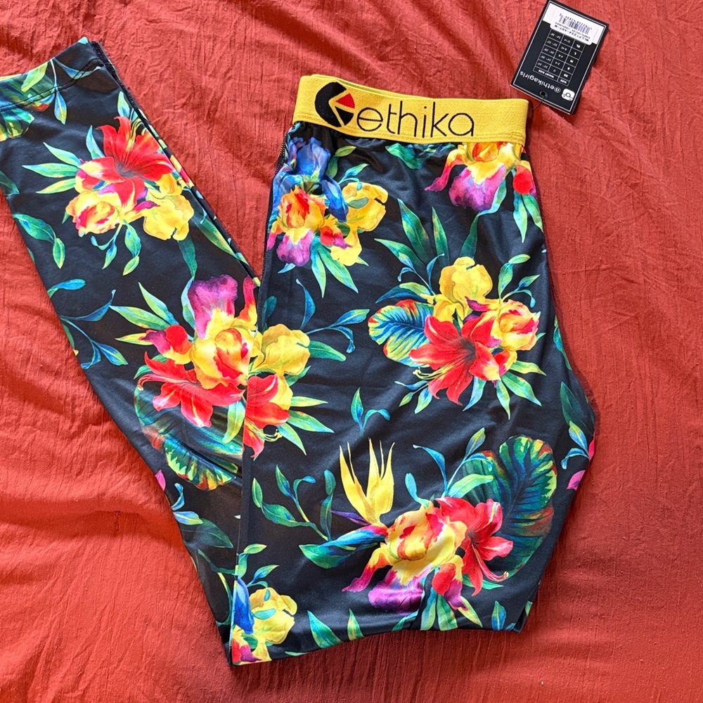 Ethika Floral Leggings - Black and Yellow